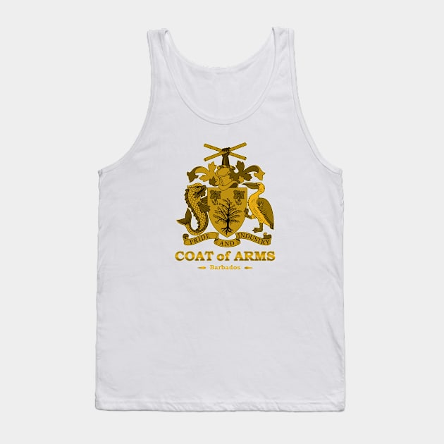 Barbados Coat of Arms Gold Tank Top by IslandConcepts